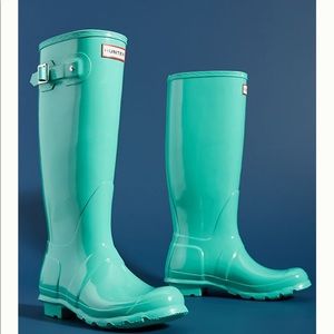 Hunter Tall rain boots mint green